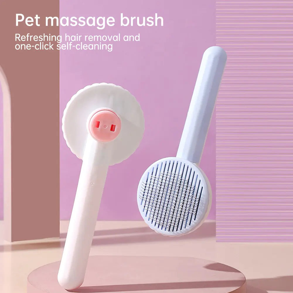 Self-Cleaning Pet Grooming Slicker Brush for Cats & Dogs