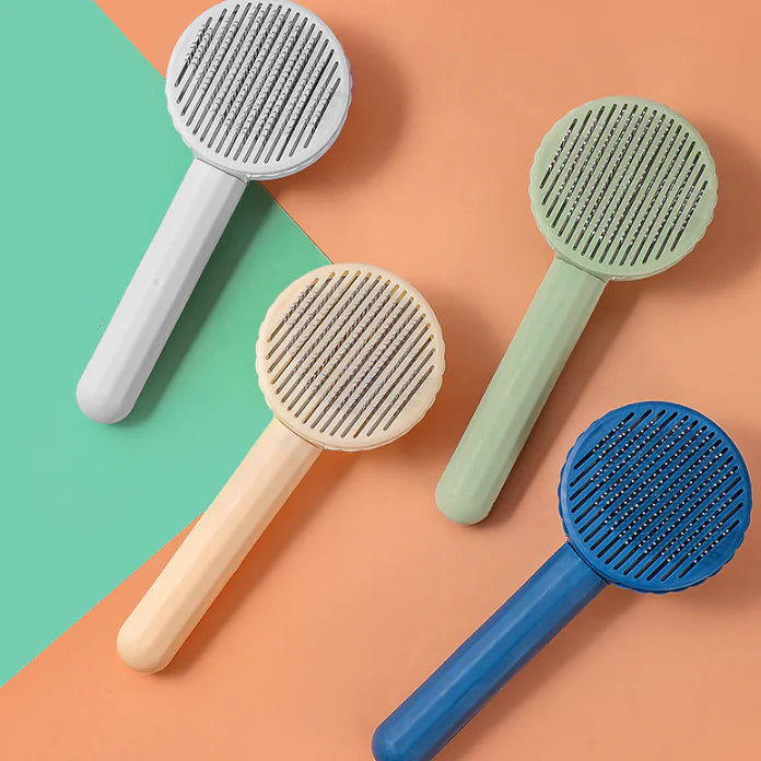 Self-Cleaning Pet Grooming Slicker Brush for Cats & Dogs